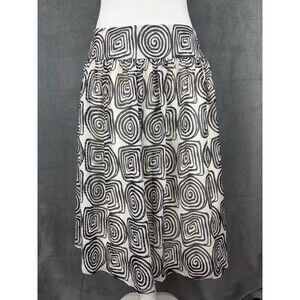 ST. JOHN Collection 100% Silk Skirt Size 6 White Black Geometric Abstract Retro